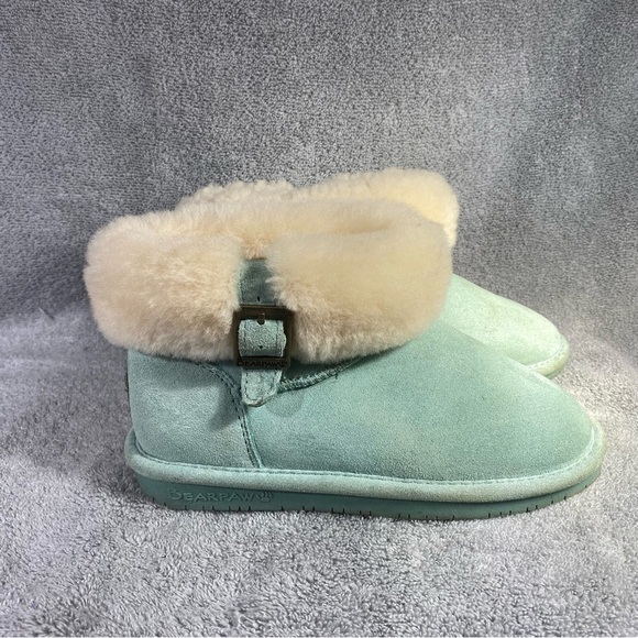 Bear paw Booties Boots Shoes 1257Y- Youth‎ Size 3 Sheep Skin Wool Lining Suede - Picture 1 of 12